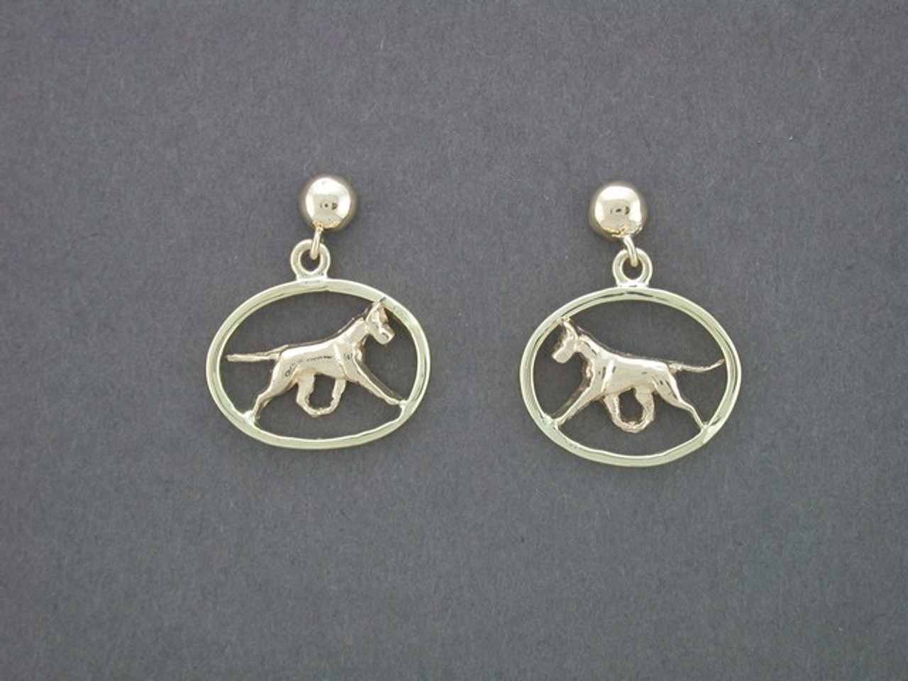 Earrings Oval Flat Wire With Great Dane