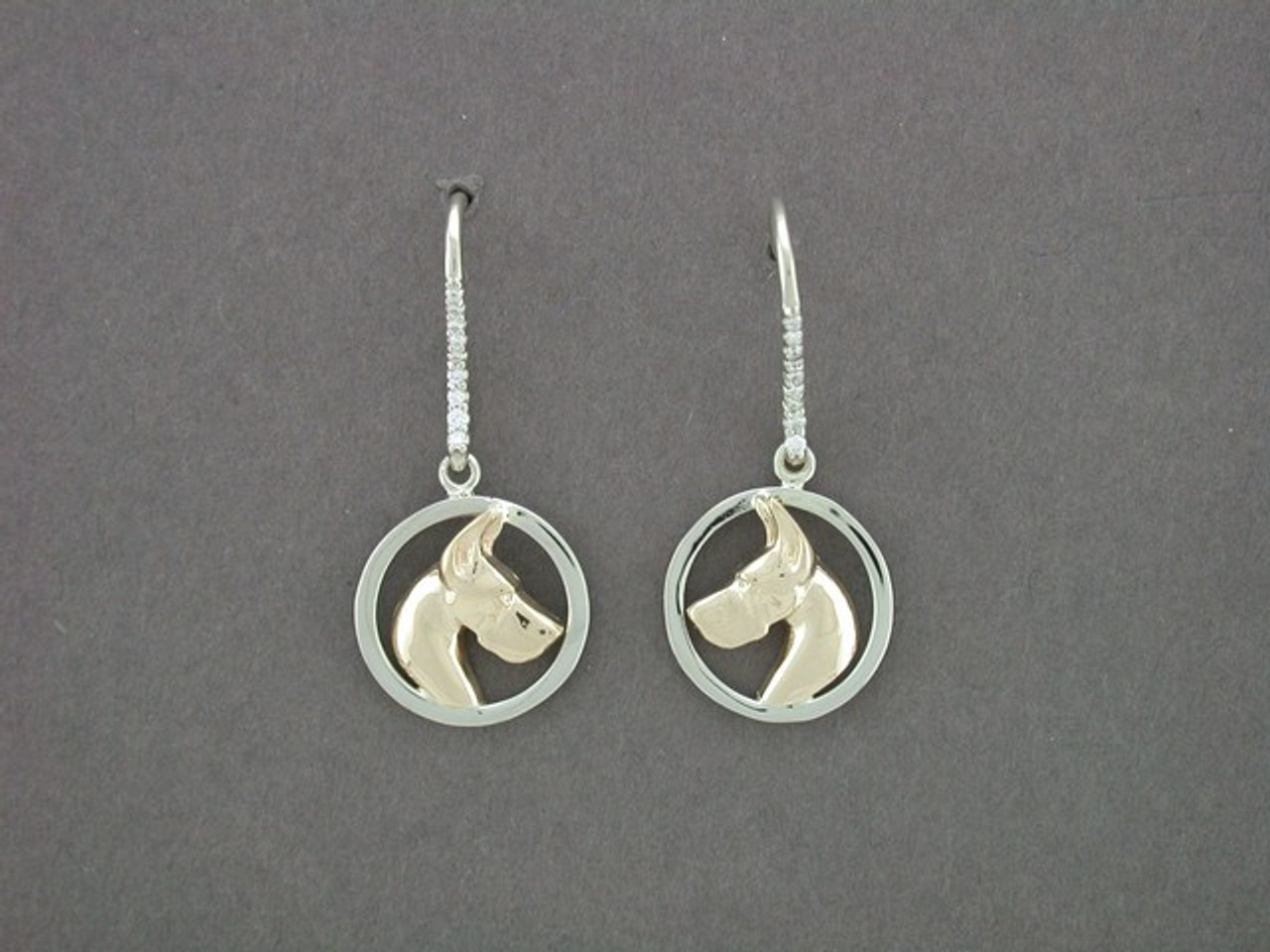Earrings Round Sm Cir With Diamondmond Hooks And Great Dane