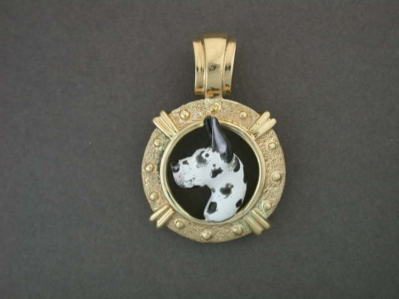 Frame Coin W Bead With Great Dane Pendant