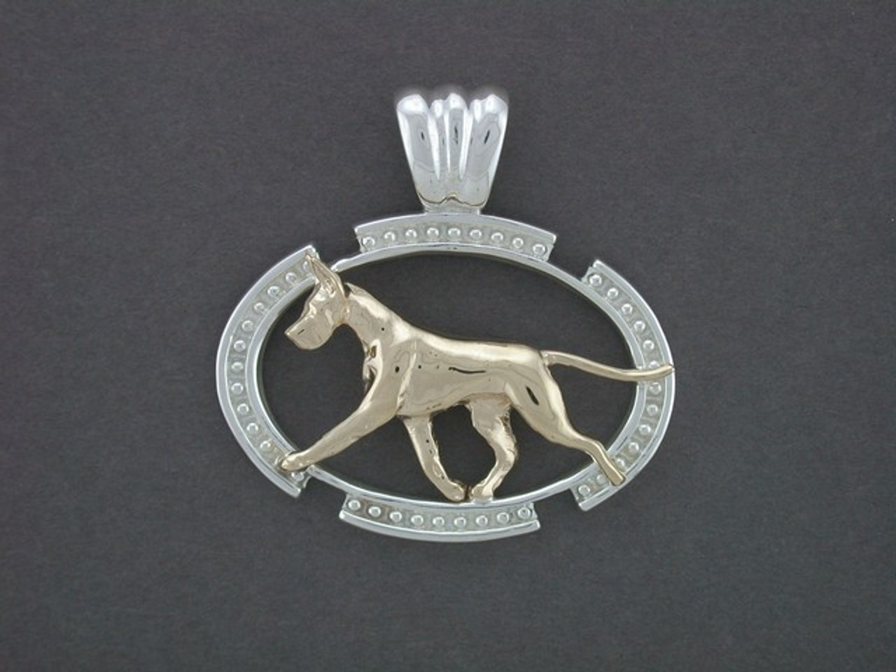 Frame Oval Beaded With Great Dane Pendant
