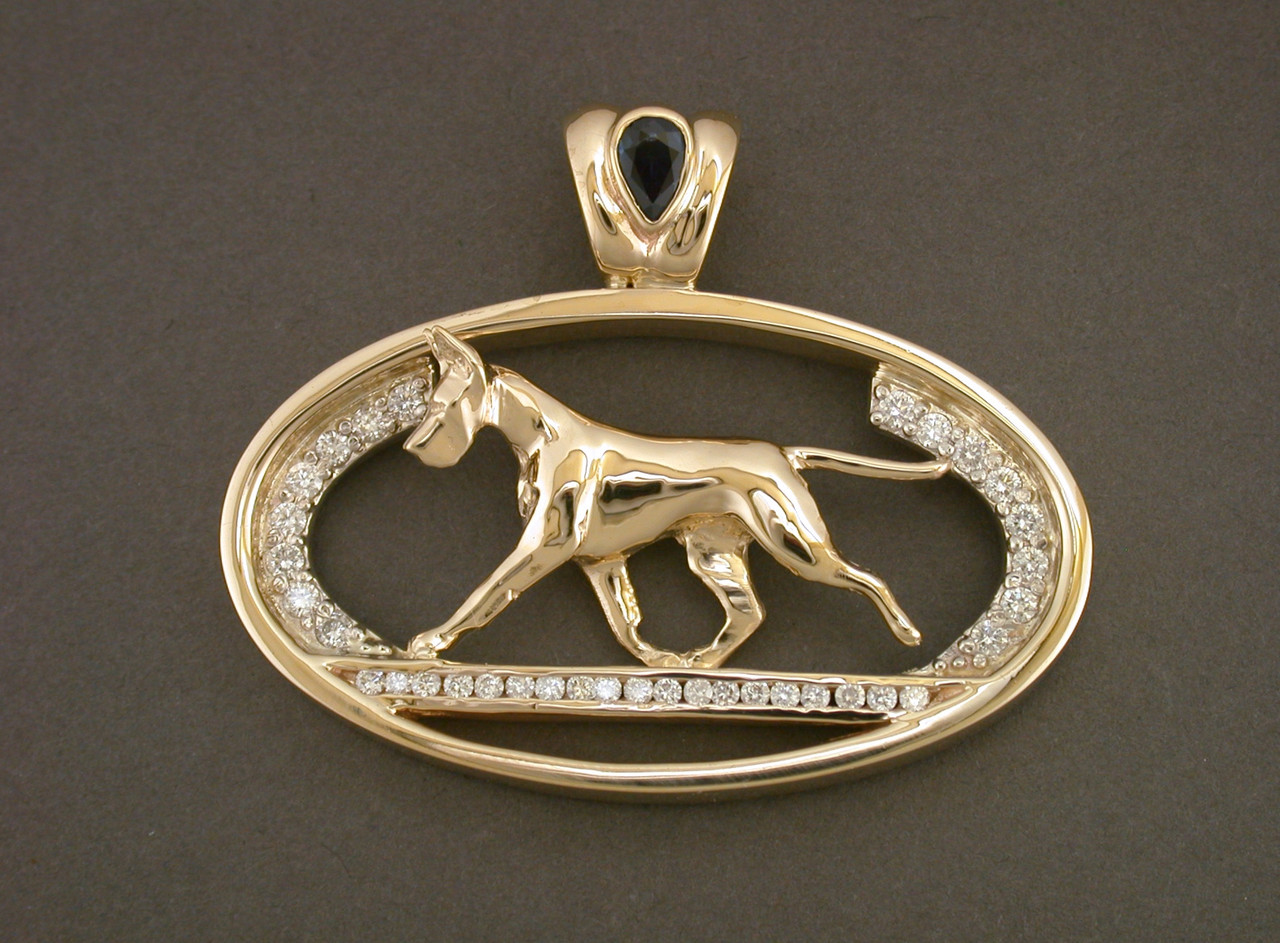 Frame Oval Stone Floor X Lrg With Great Dane Pendant