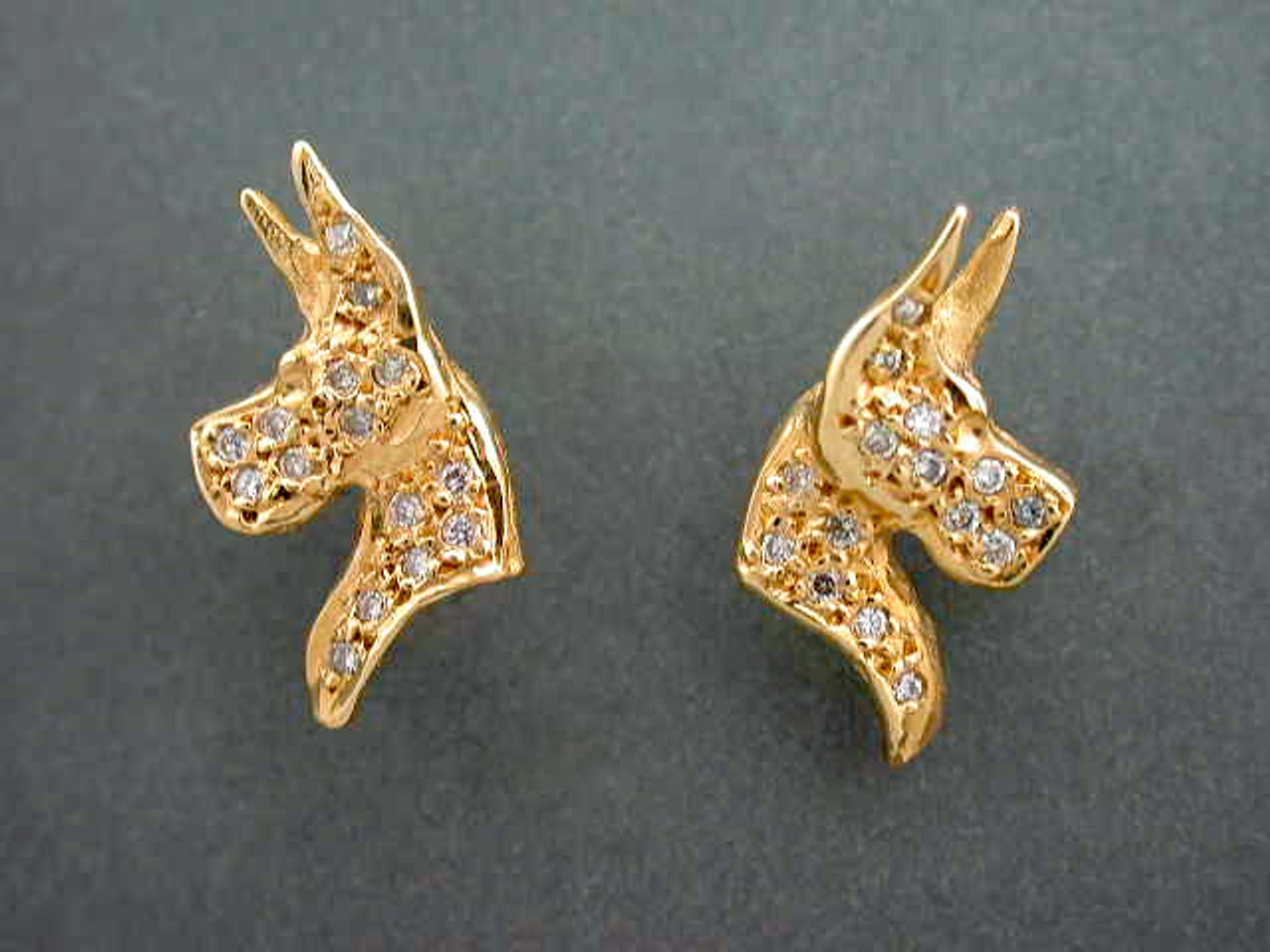 Great Dane Earrings Tiny L & R W Diamond