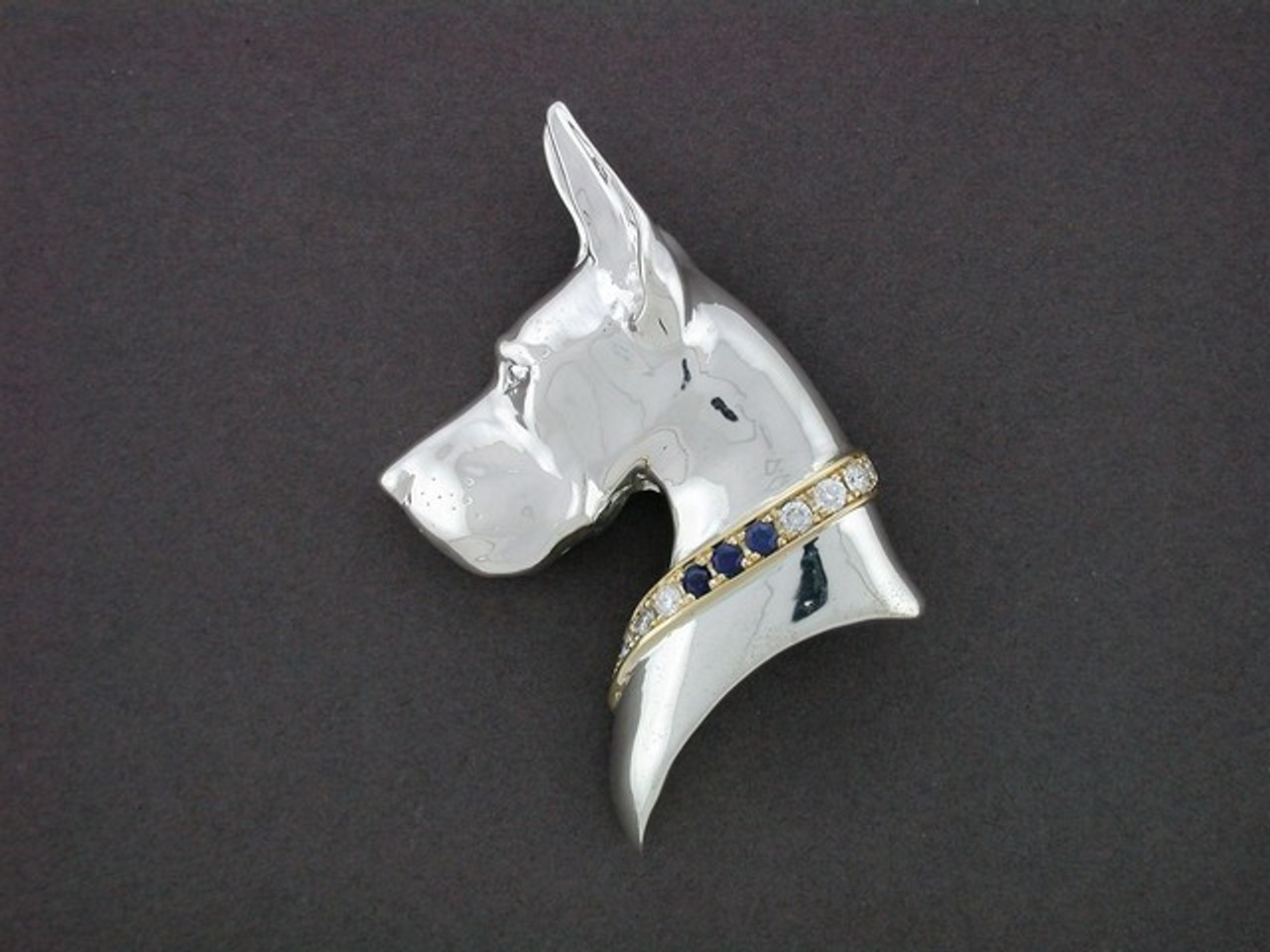 Great Dane Head With Collar L Lrg Pendant