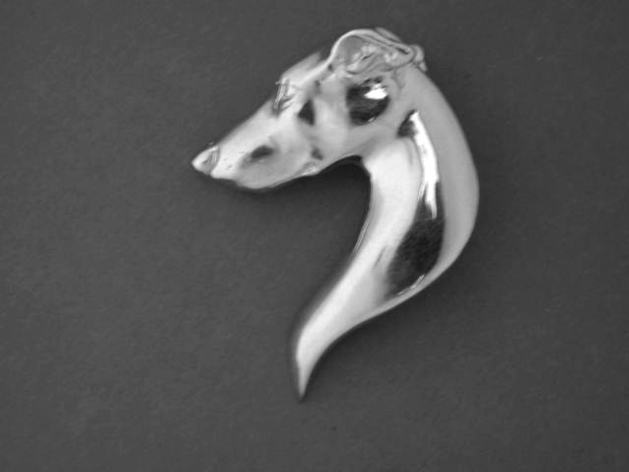 Greyhound Head Med L  Silver Pendant
