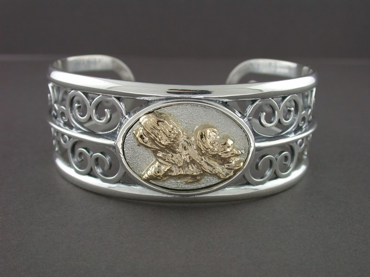 Bracelet Cuff Wide With Scrolls And Havanese