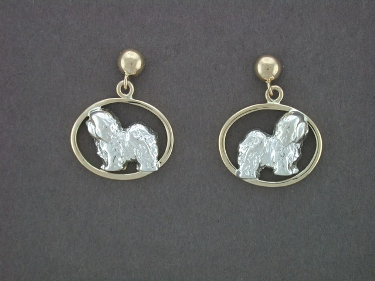 Earrings Oval Flat Wire With Havanese