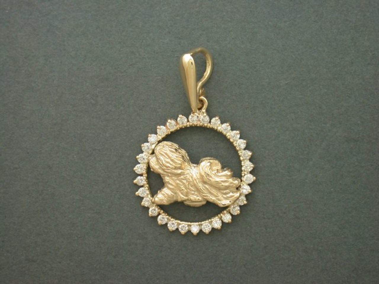 Frame Circle W Diamondmond & Havanese Pendant