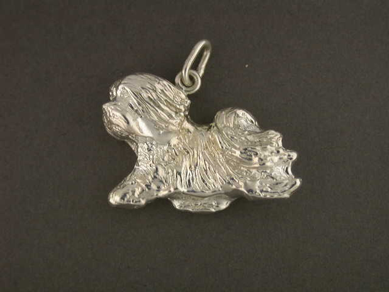 Havanese Full Body 3 4 View Face Med L Silver Pendant