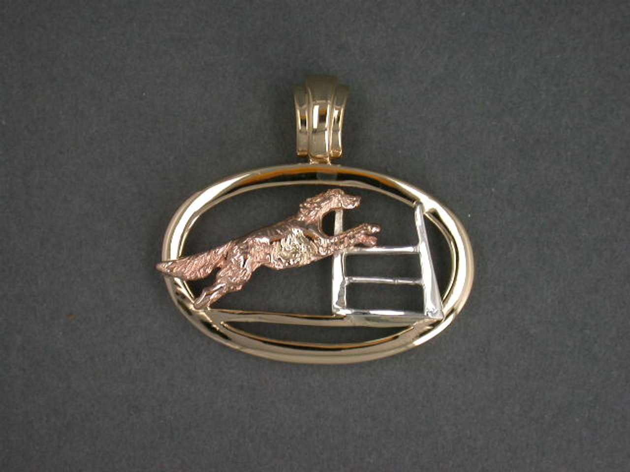 Frame Oval Slim For Onxy W Irish Setter Jumping Pendant