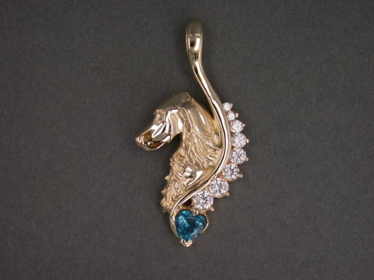 Frame Snake W Heart Lrg Stonesw Irish Setter Pendant