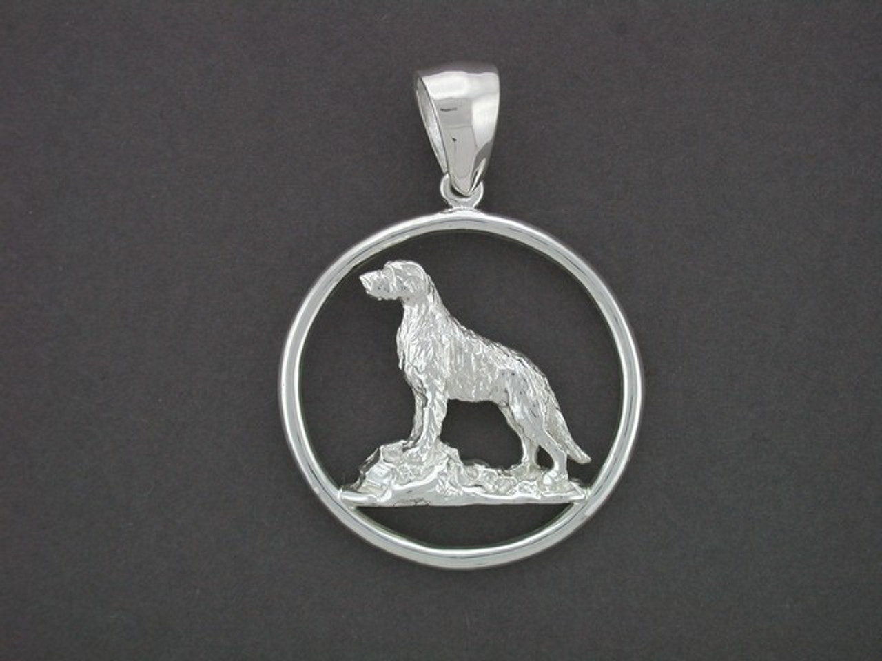 Frame Circle Thick With Irish Wolfhound Pendant