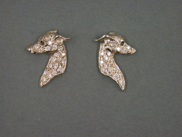 Italian Greyhound Diamond Earrings