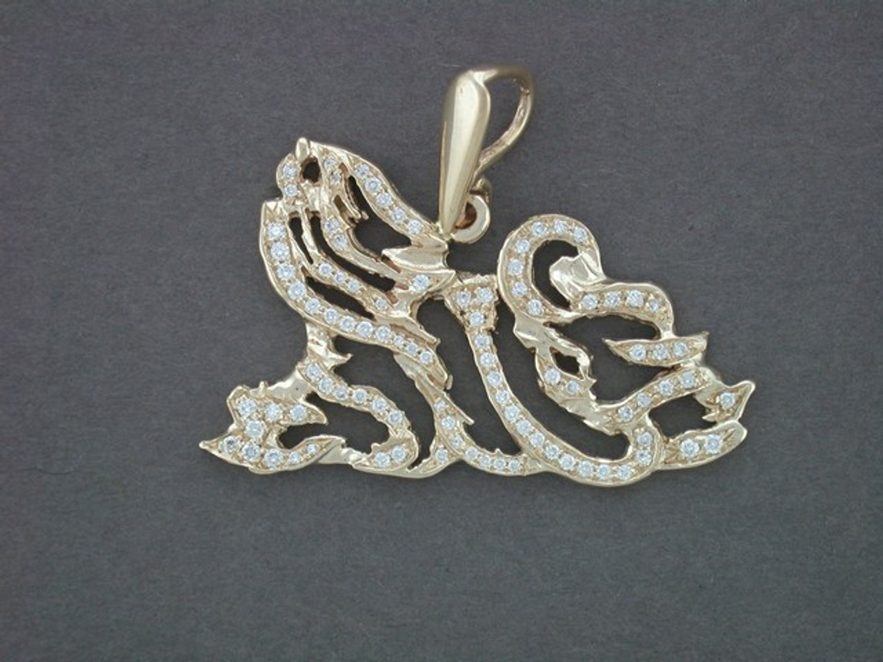 Maltese Full Body Cutout Med L 14K Yellow Pendant with Diamonds