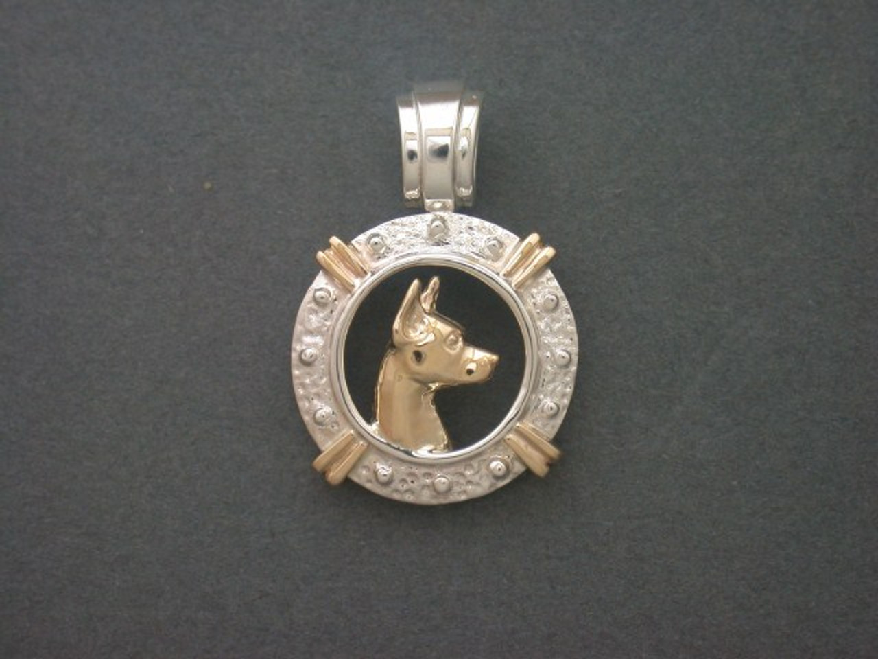 Frame Coin W Bead & Miniature Pinscher Pendant