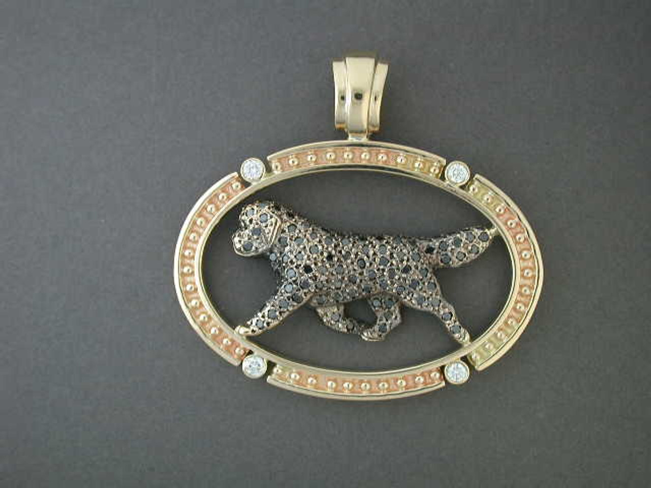 Frame Oval Beaded Braided Open 4 Slot With Newfoundland Pendant