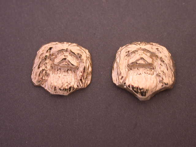 Pekingese Head Front View Earrings L&R
