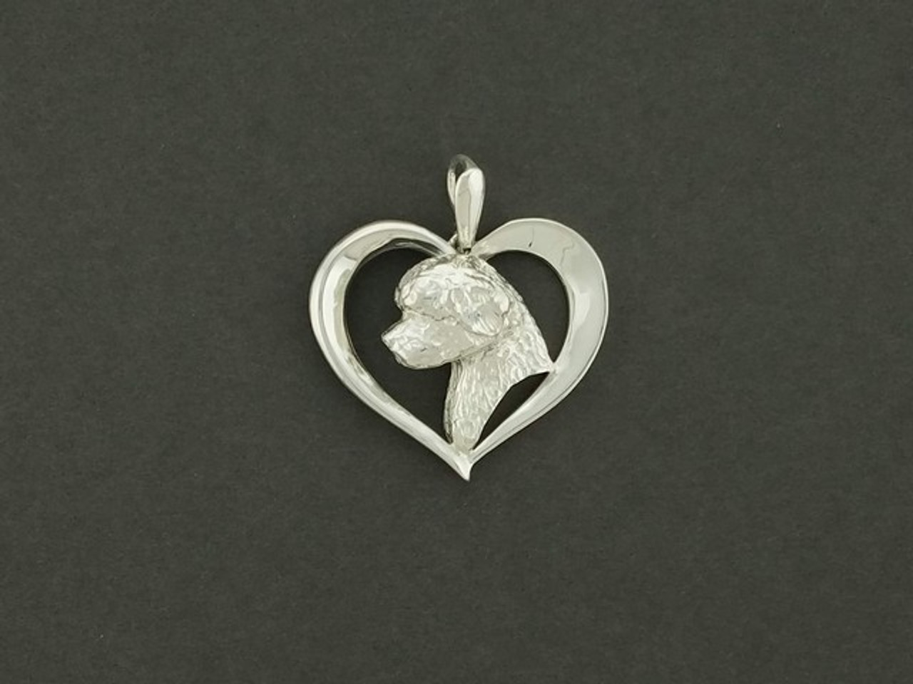 Frame Heart With Portuguse Water Dog Pendant