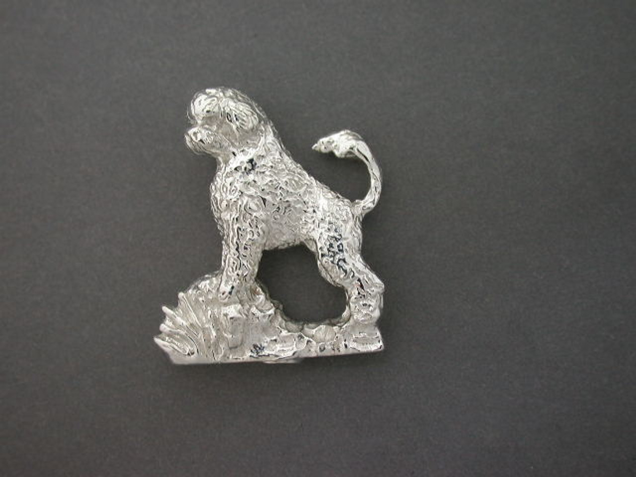 Portuguese Water Dog Full Body Ret Cut On Rock Pendant