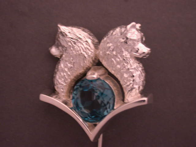 Samoyed Head W Cir Bezel L &R Pendant