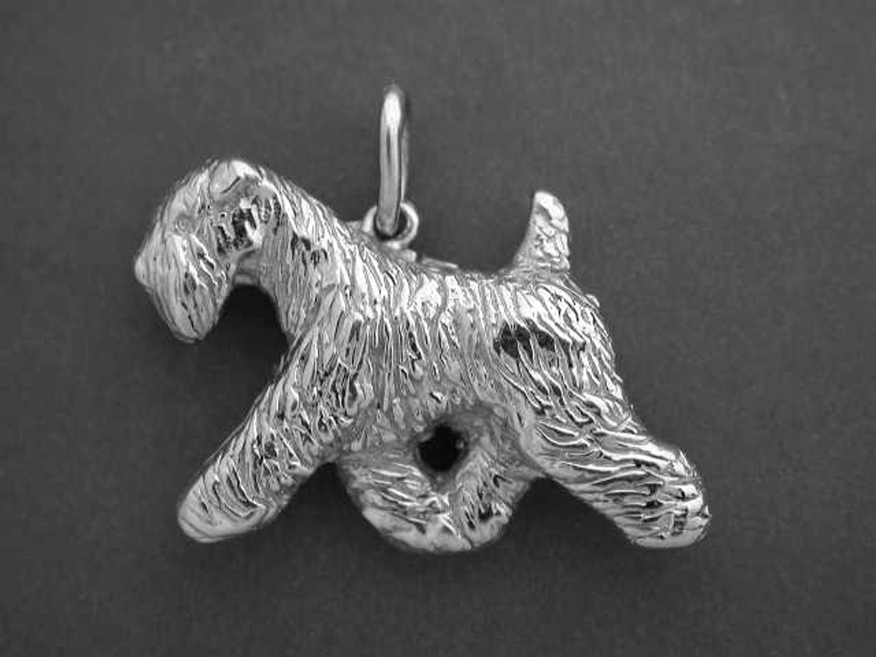 Wheaten Terrier Full Body Gating Med L Silver Pendant