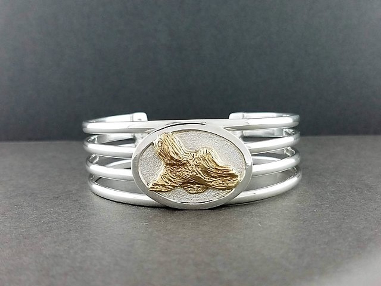 Bracelet Cuff 4 Bar With Tibetan Terrier