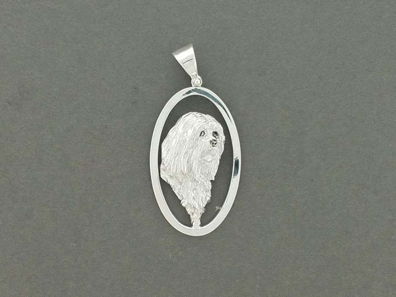 Frame Contemporary Oval With Tibetan Terrier Pendant