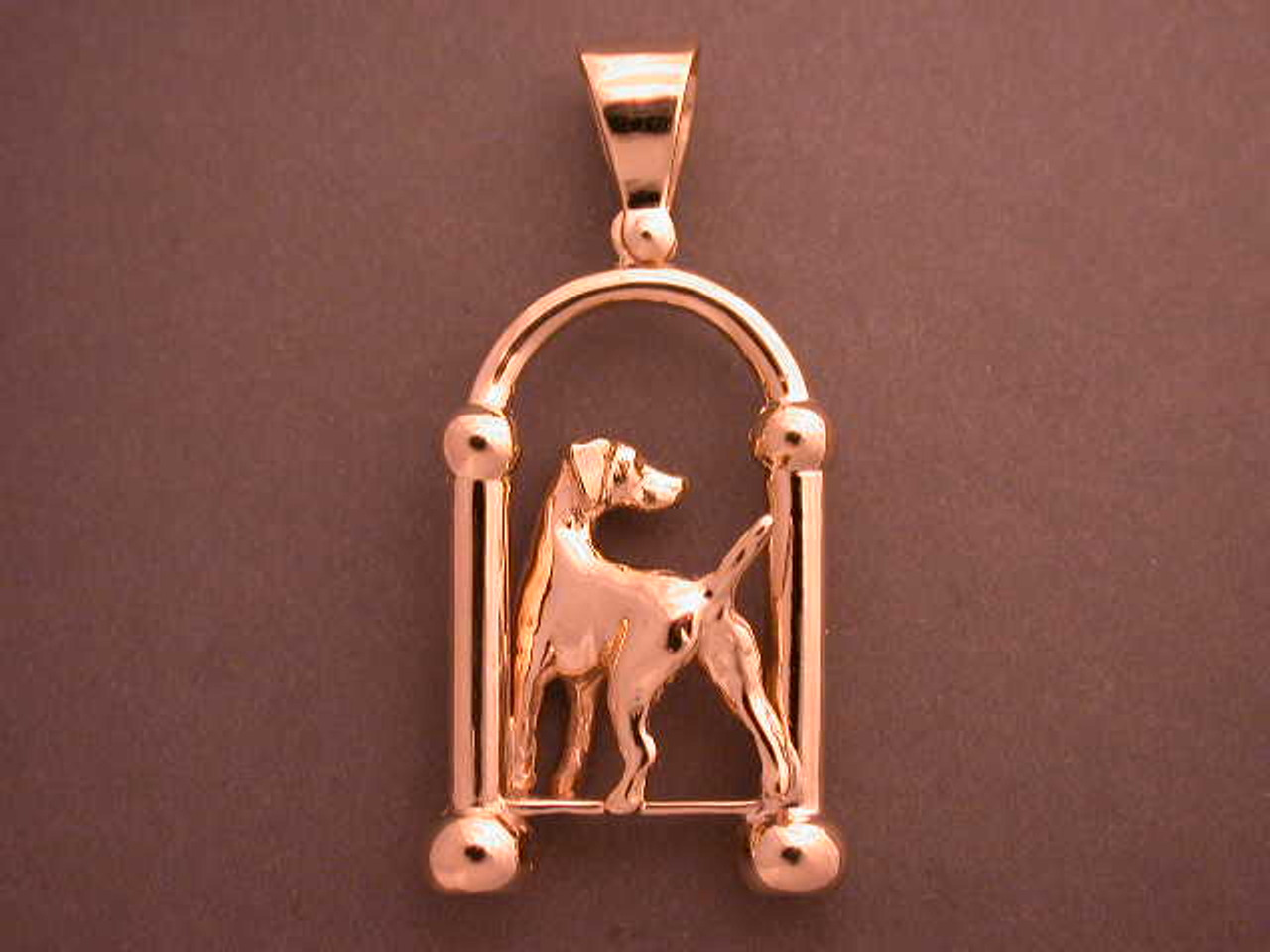 Frame Arc W Balls & Vizsla Full Body Looking Back  Pendant