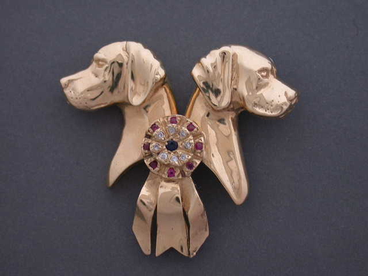 Vizsla Head Med L & R W Rosette Pendant