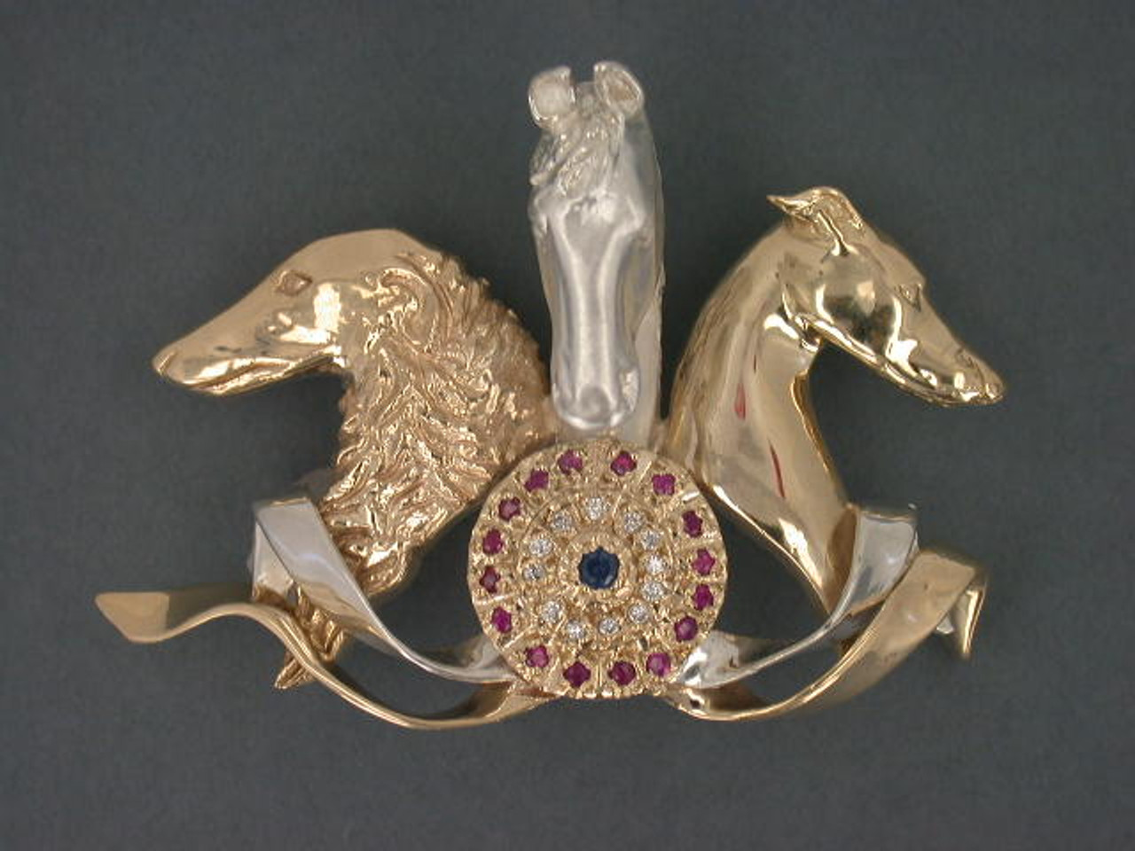 Fresian Horse W Borzoi Whippet Pendant
