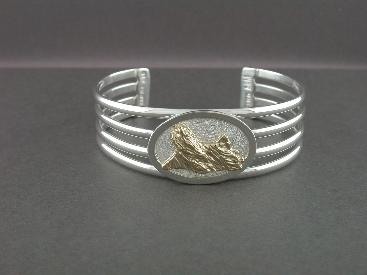 Bracelet Cuff 4 Bar With Yorkshire Terrier