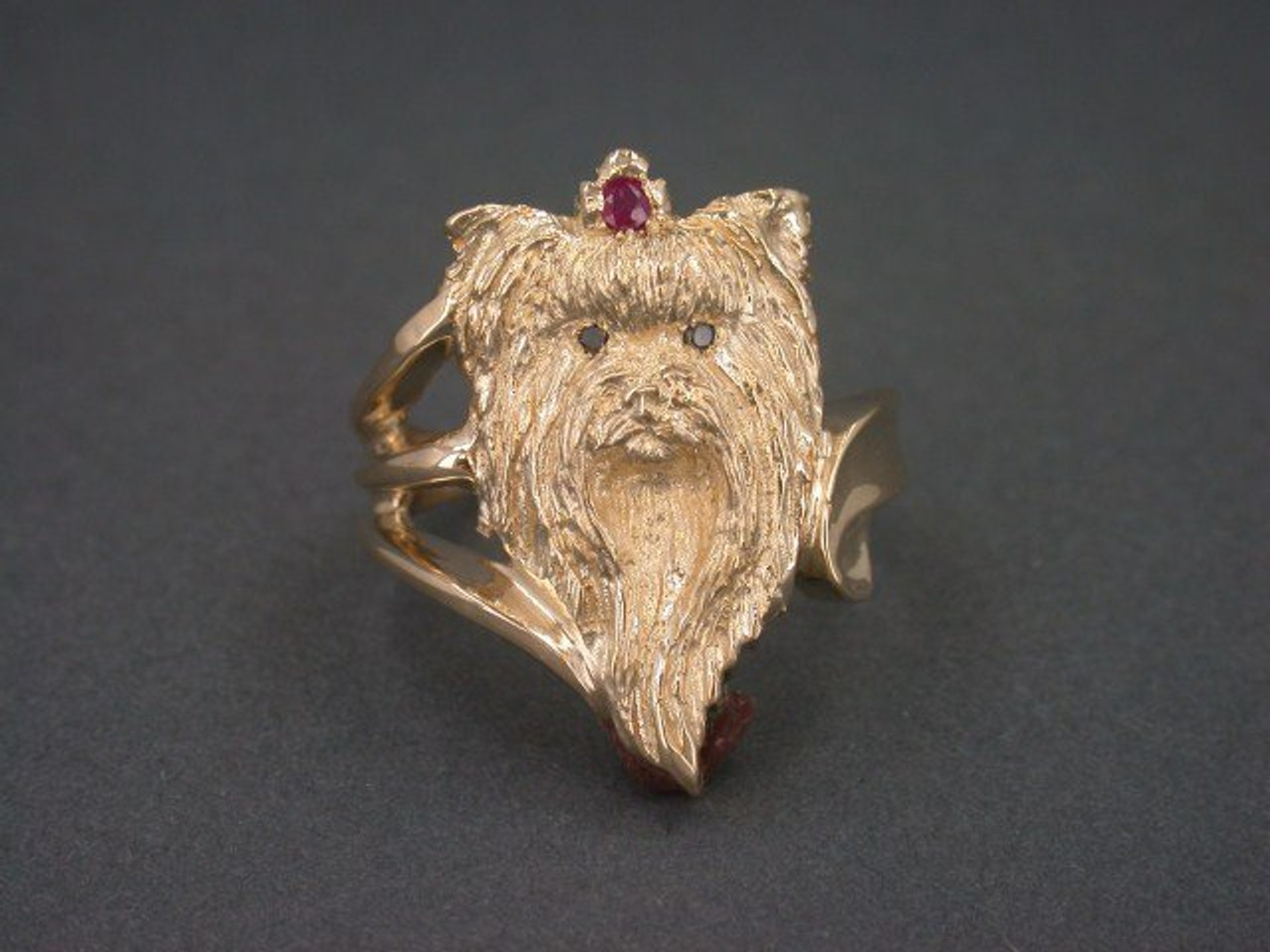 Yorkshire Terrier Head Sm In Ring Swirl Pendant