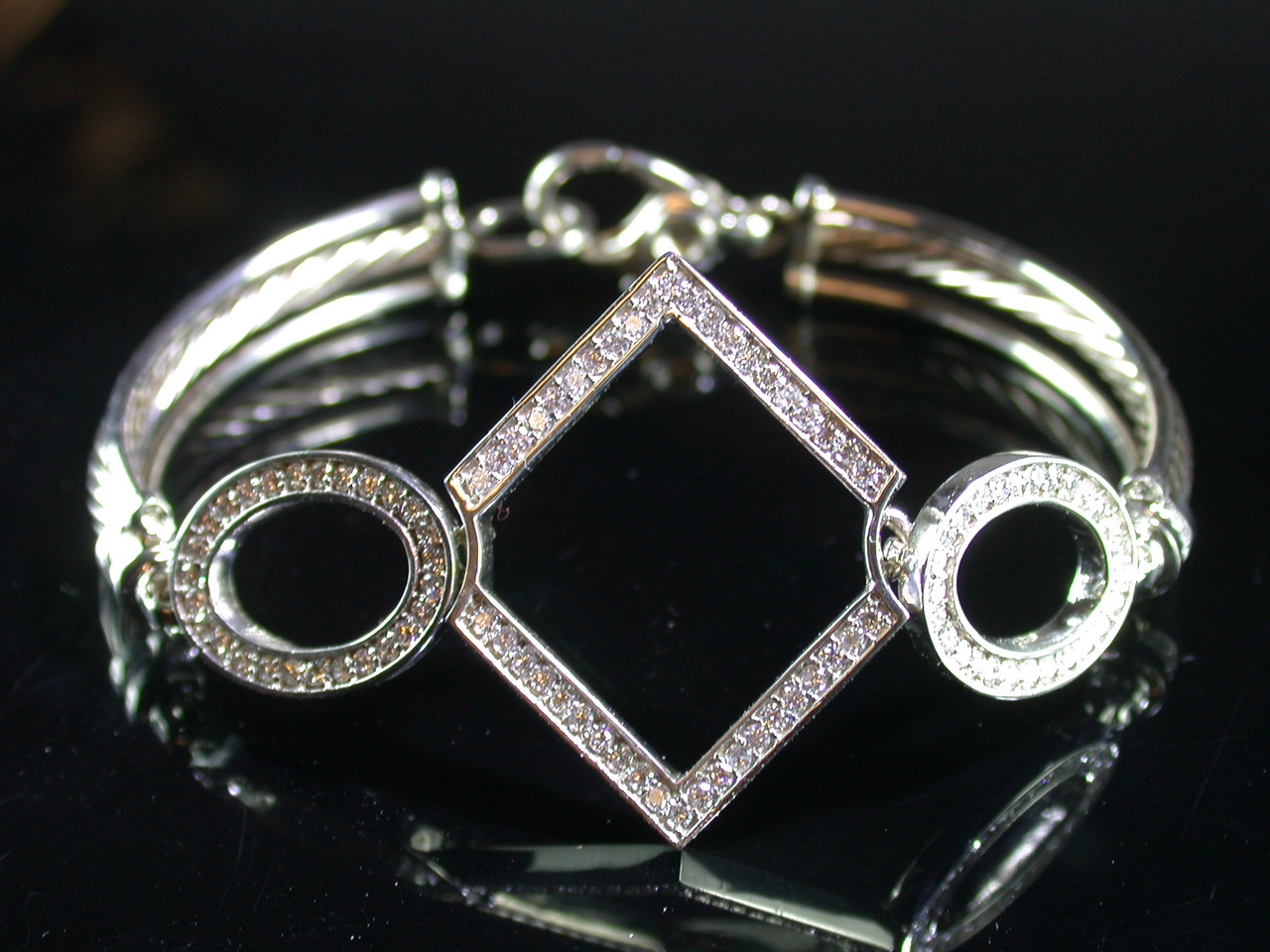 Bracelet Twisted Cable Square And Oval With Diamond