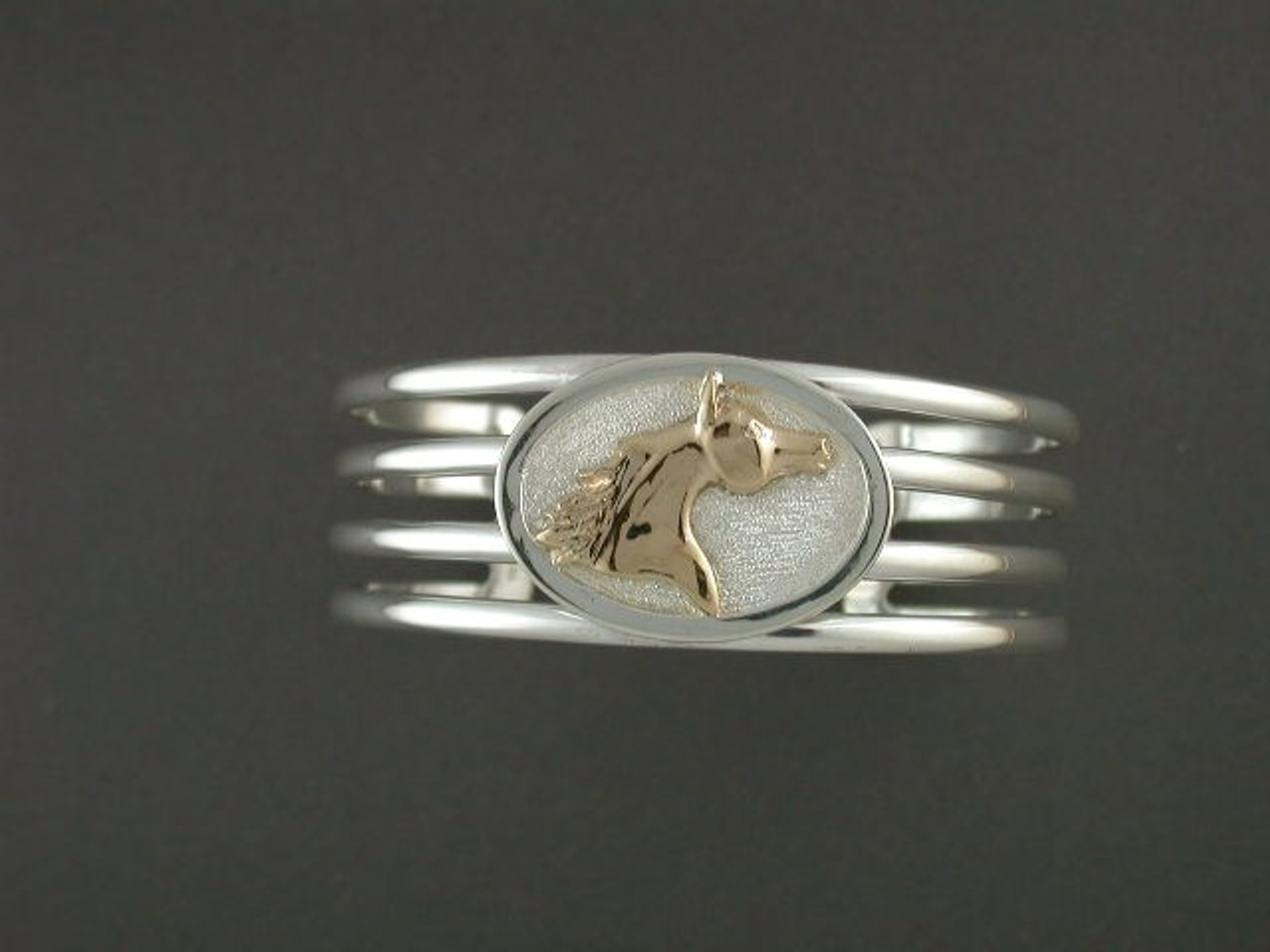 Bracelet Cuff 4 Bar With Arabian Horse