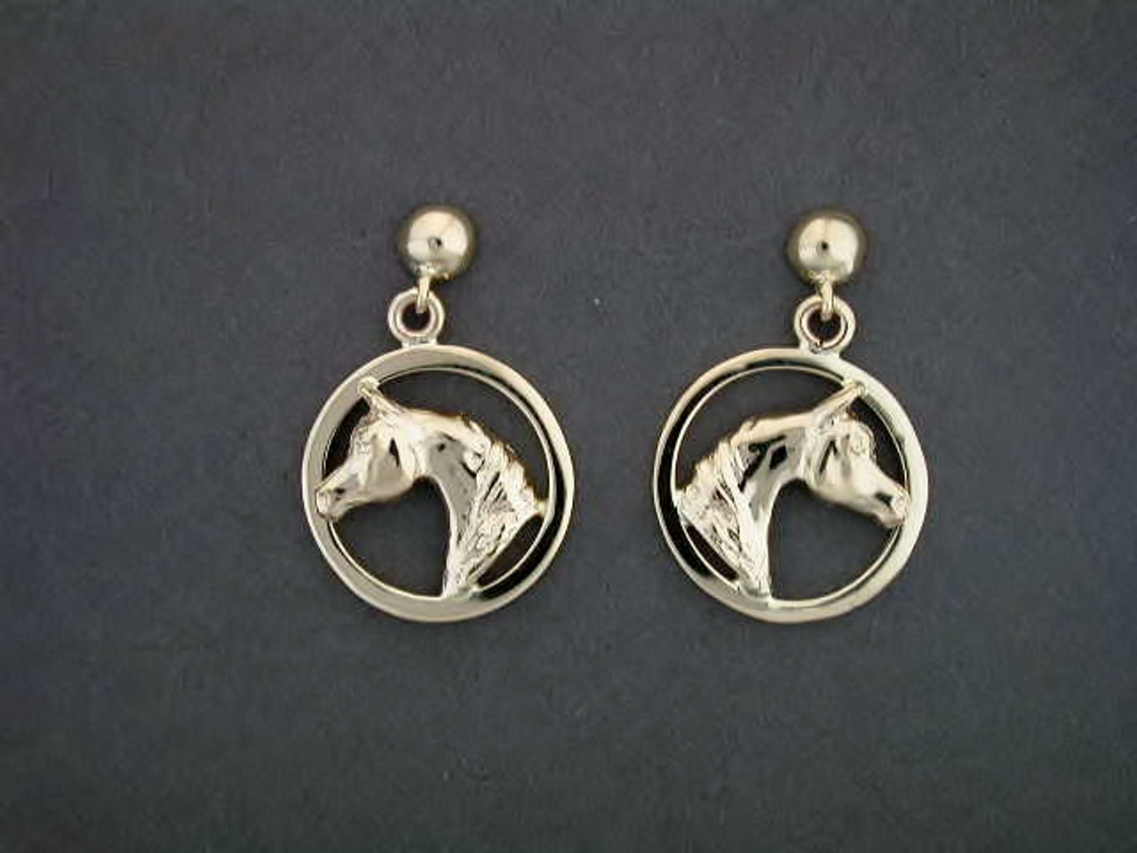 Earrings Round Sm Cir With Arabian Horse