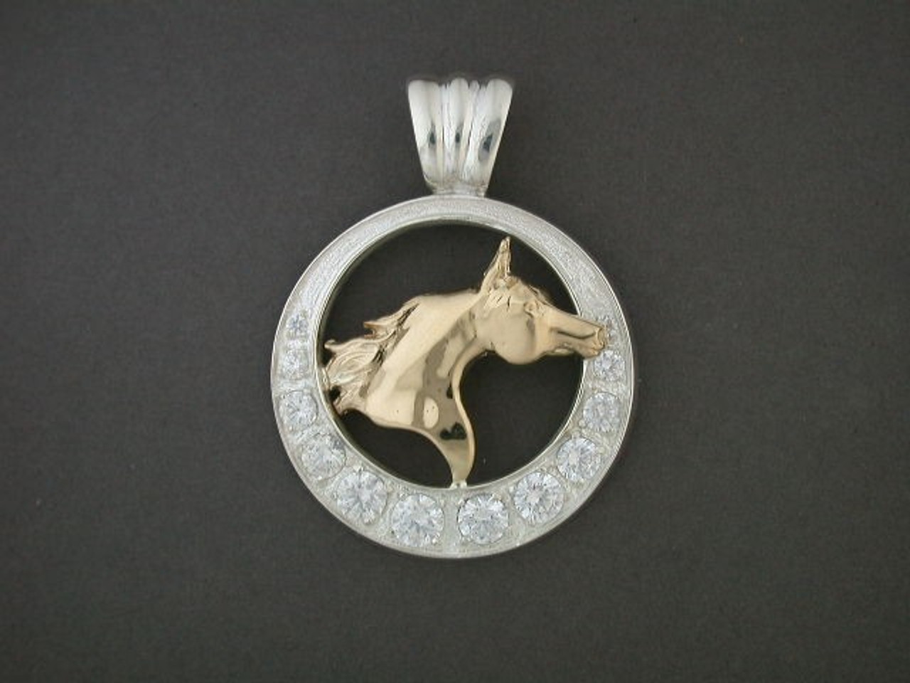 Frame Circle 12 Holes W Arabian Horse Pendant