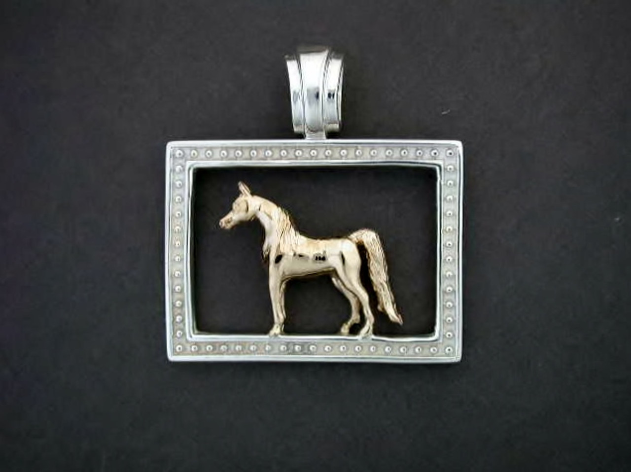 Frame Rectangular Beaded Lrg With Arabian Horse Pendant