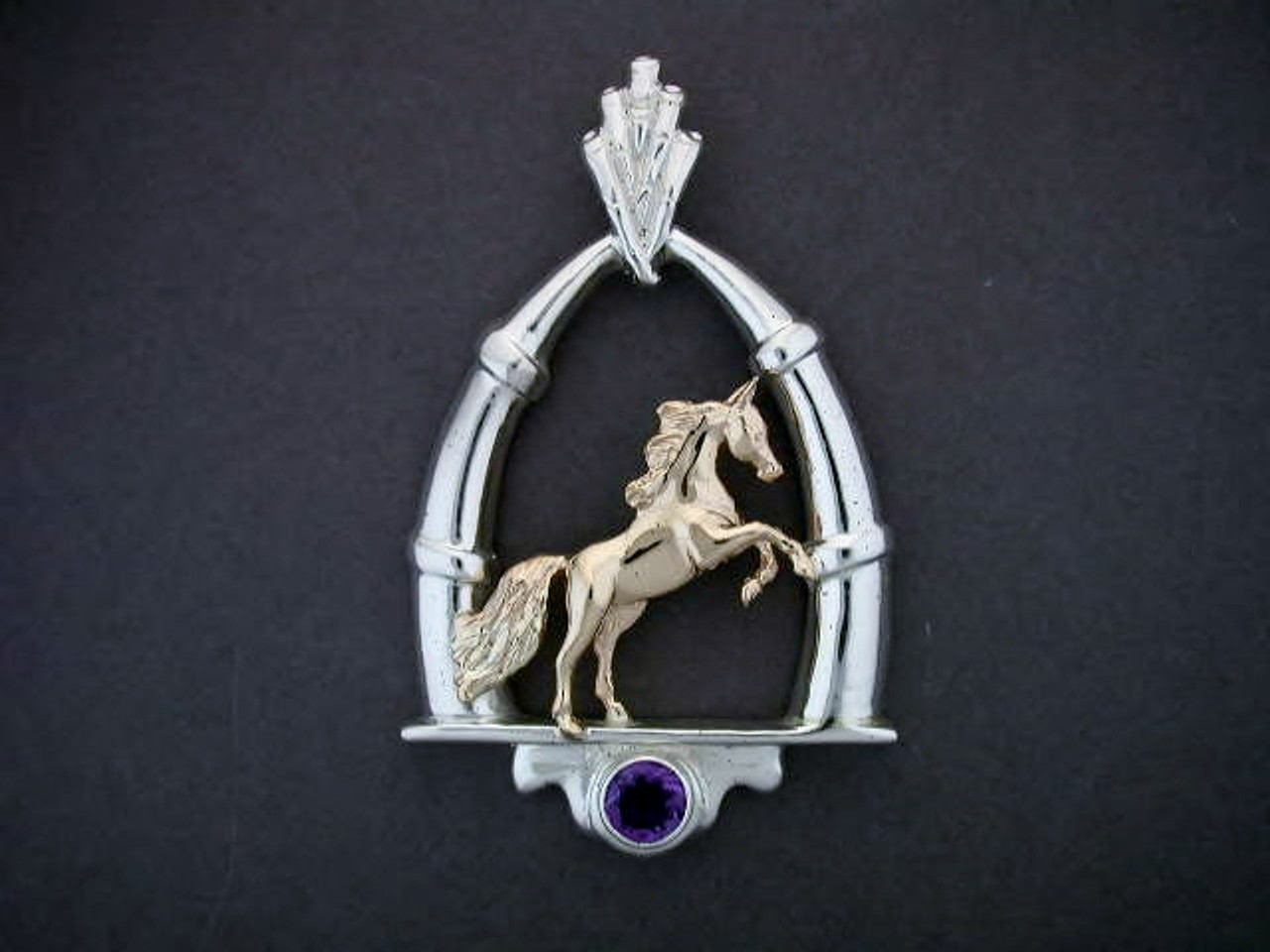 Frame Tusk With Arabian Horses Pendant