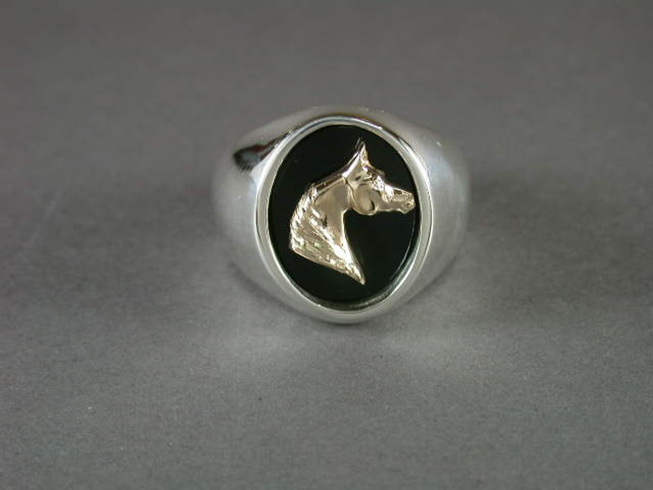 Ring Men Oval Deep Setting With Arabian Horse
