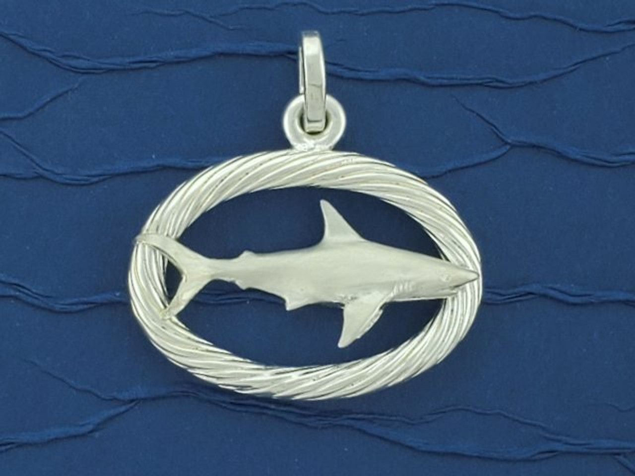 Sterling silver Shark pendant  with robe frame