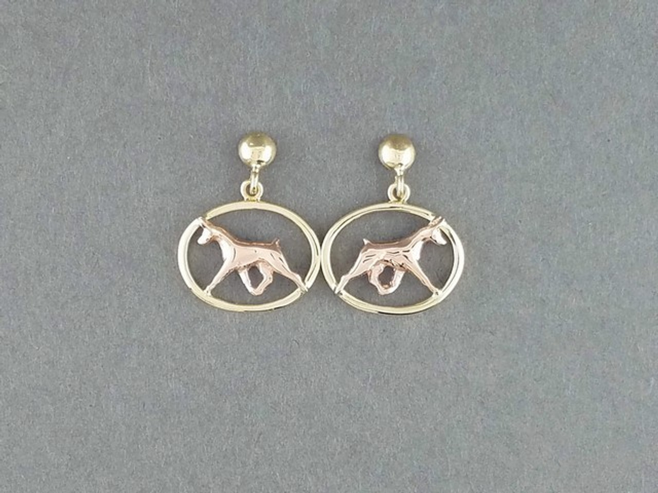 Earrings Oval Flat With Doberman Gaiting