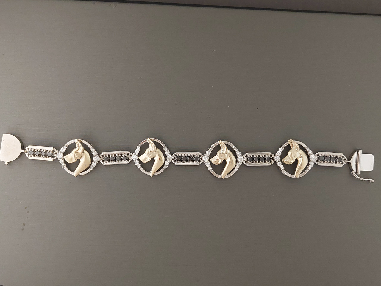 Bracelet Mee Link With Great Dane And White And Black Diamond