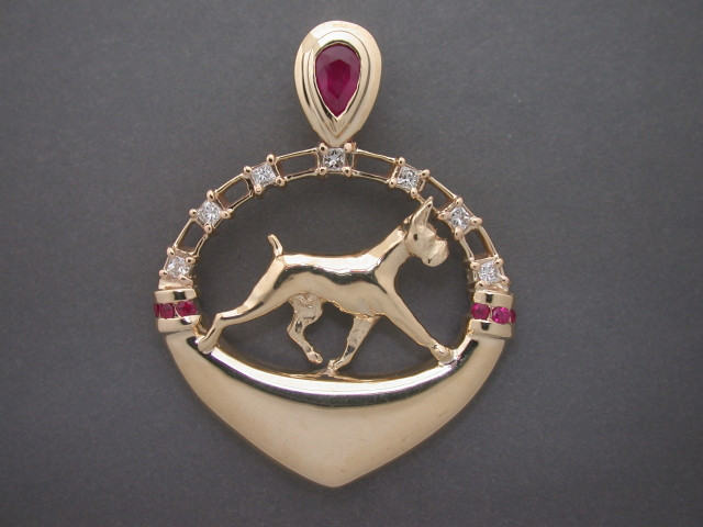 Frame Custom Rubies With Boxer Pendant Pendant