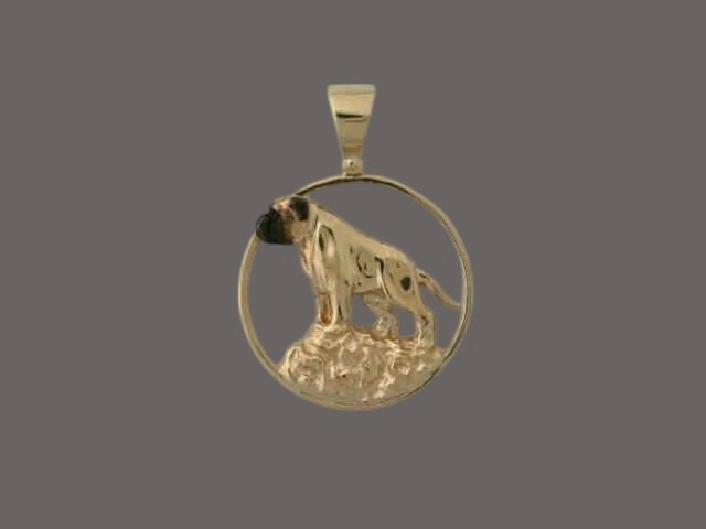 Frame Cir With Bullmastiff On Rock  Pendant