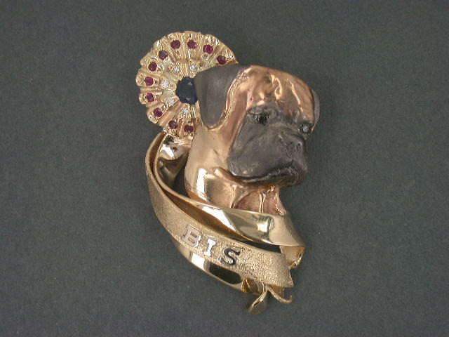 Rosette With  Bullmastiff Head Study Pendant Pendant