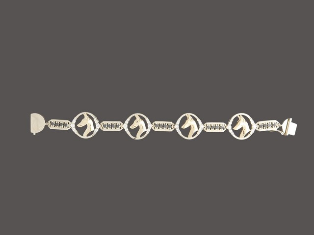 Bracelet Mee Link With Doberman And White And Black Diamond
