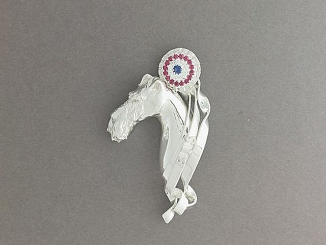 Rosette With Wire Fox Terrier Pendant