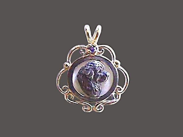 Frame Scroll Pearl With Newfoundland  Pendant