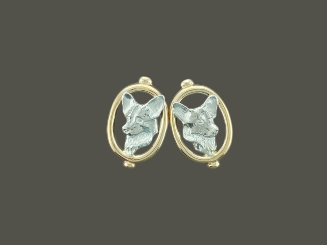 Earrings Frame Oval With Pembroke Welsh Corgi
