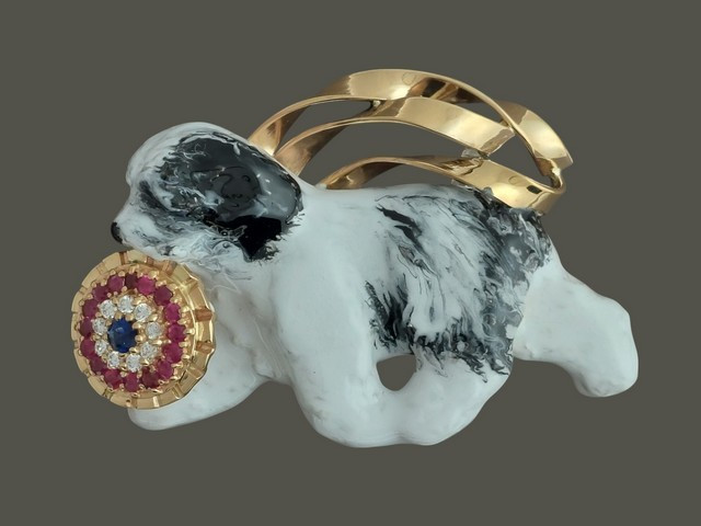 Rosette With Polish Lowland Sheepdog Pendant