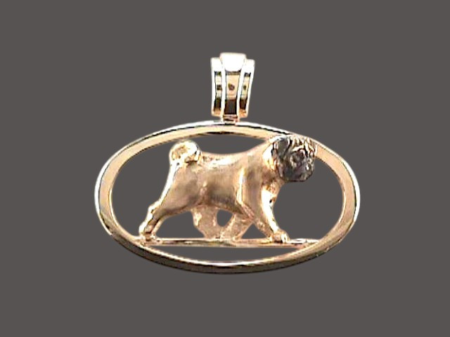 Frame Oval With Pug Pug  Pendant